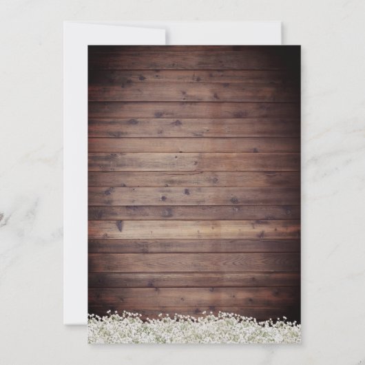 Rustic Lantern String Lights Baby's Breath Wedding Kaart (Achterkant)