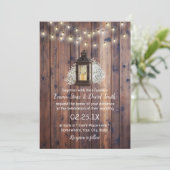 Rustic Lantern & String Lights Barn Wedding Kaart (Staand voorkant)