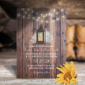 Rustic Lantern & String Lights Barn Wedding Kaart