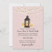 Rustic Lantern & String Lights Blush Pink Wedding Kaart (Voorkant)