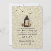 Rustic Lantern & String Lights Modern Wedding Kaart (Voorkant)