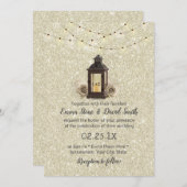 Rustic Lantern & String Lights Modern Wedding Kaart (Voorkant / Achterkant)