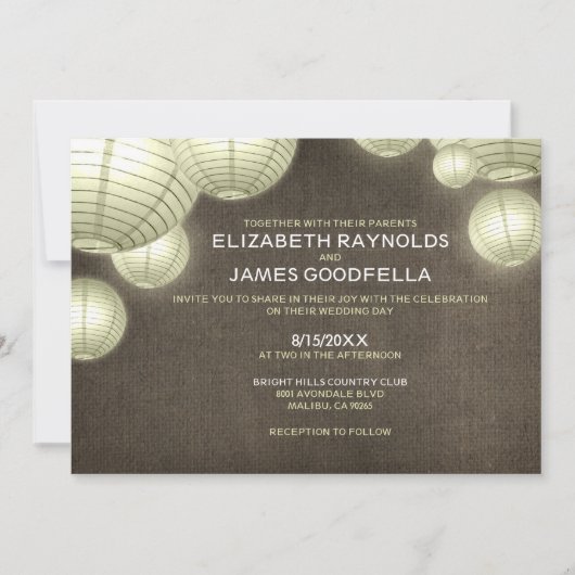 Rustic Lantern Wedding Invitations Kaart (Voorkant)