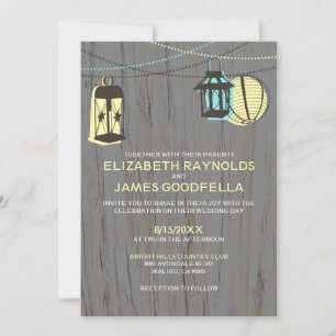 Rustic Lantern Wedding Invitations Kaart