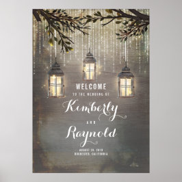 Rustic Lantern Wedding Welcome Sign Poster