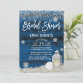 Rustic Lantern Winter Snowflake Navy Vrijgezellenf Kaart (Staand voorkant)