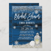 Rustic Lantern Winter Snowflake Navy Vrijgezellenf Kaart (Voorkant / Achterkant)