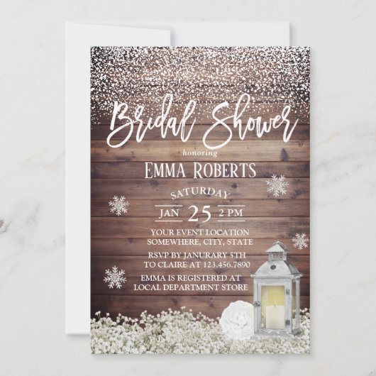 Rustic Lantern Winter Snowflake Vrijgezellenfeest Kaart (Voorkant)