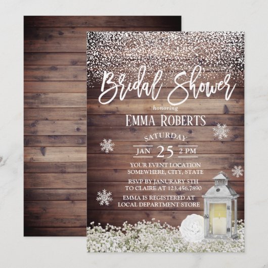Rustic Lantern Winter Snowflake Vrijgezellenfeest Kaart (Voorkant / Achterkant)
