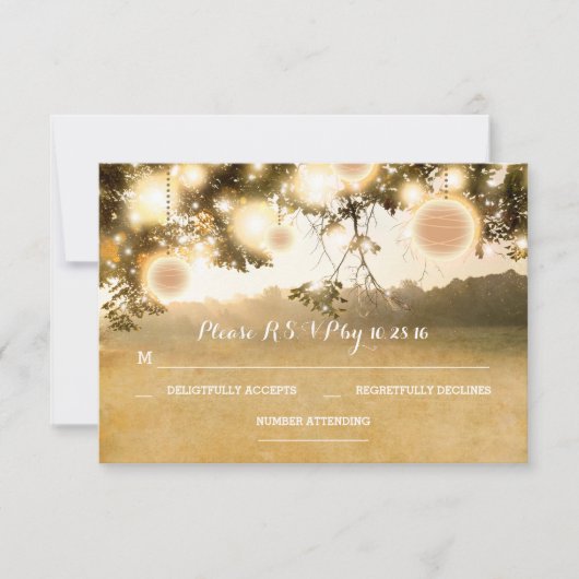 Rustic Lanterns Romantische bruiloft RSVP kaarten Kaartje (Voorkant)