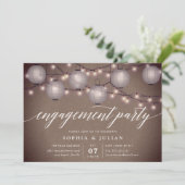 Rustic Lanterns verlovingsfeest uitnodiging (Staand voorkant)