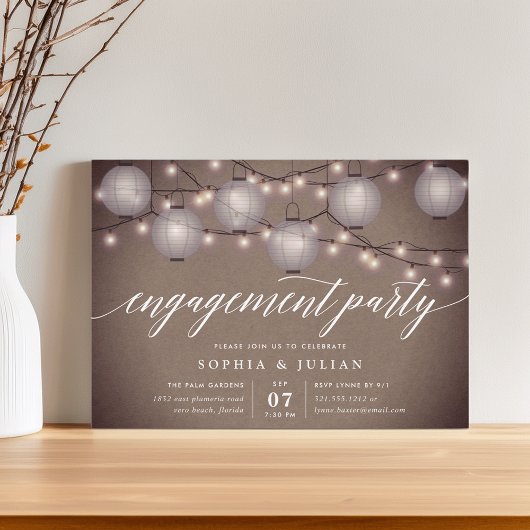 Rustic Lanterns verlovingsfeest uitnodiging