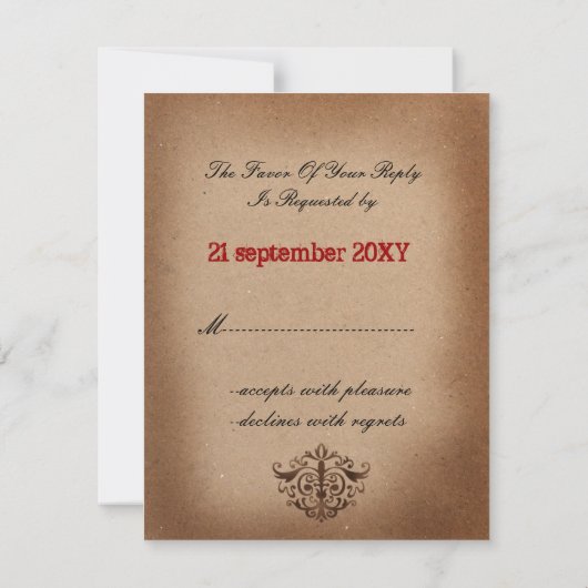 Rustic Las Vegas Wedding Cards RSVP Kaartje (Achterkant)