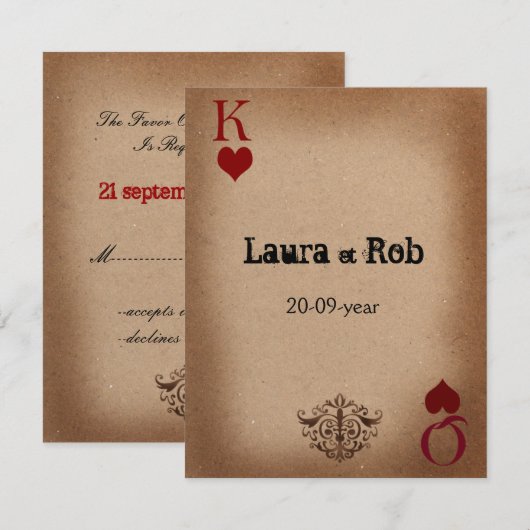 Rustic Las Vegas Wedding Cards RSVP Kaartje (Voorkant / Achterkant)