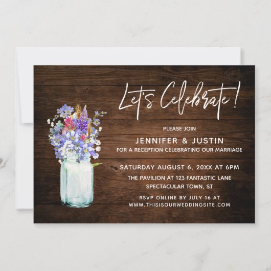 Rustic Laten we Wildbloemen vieren in Mason Jar Kaart (Voorkant)