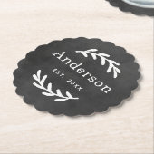 Rustic Laurel Branch Wreater Achternaam Monogram Kartonnen Onderzetters (Gekanteld)