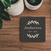 Rustic Laurel Branch Wreater Achternaam Monogram Stenen Onderzetter