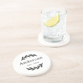 Rustic Laurel Branch Wreater Last Name Monogram Zandsteen Onderzetter (Zijkant)