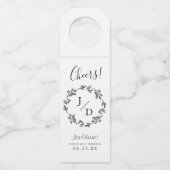 Rustic Laurel Country Wreath Wedding Monogram Flessenhanger (Voorkant)