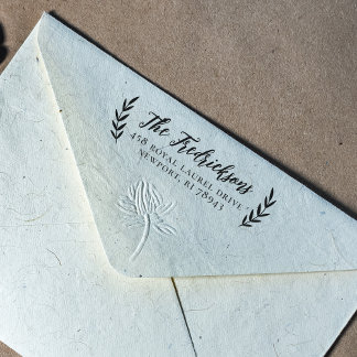 Rustic Laurel Family Name Return Address Label Zelfinktende Stempel