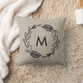 Rustic Laurel Farmhouse Pinecone Monogrammed Kussen (Deken)