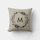 Rustic Laurel Farmhouse Pinecone Monogrammed Kussen (Voorkant)