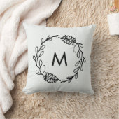 Rustic Laurel Farmhouse Pinecone Monogrammed Kussen (Deken)