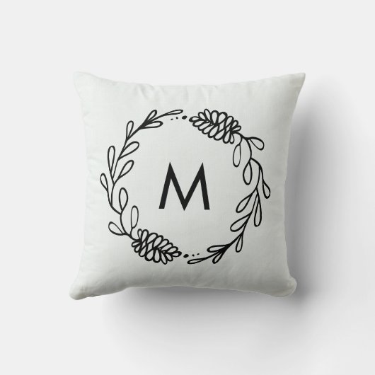 Rustic Laurel Farmhouse Pinecone Monogrammed Kussen (Achterkant)