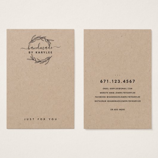 Rustic Laurel Leaf Jewelry Earring Display Kaart (Voorkant /achterkant)