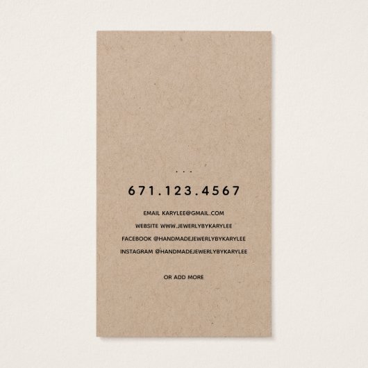 Rustic Laurel Leaf Jewelry Earring Display Kaart (Achterkant)