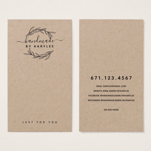 Rustic Laurel Leaf Jewelry Earring Display Kaart (Voorkant /achterkant)