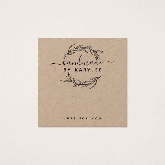 Rustic Laurel Leaf Stud Earring Display Kaart (Voorkant)