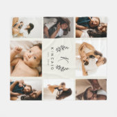 Rustic Laurel Monogram 8 Foto Collage Fleece Deken (Voorkant (Horizontaal))