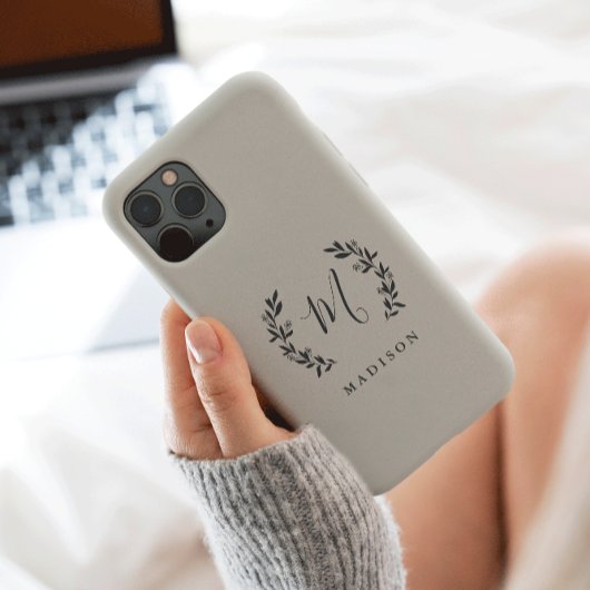 Rustic Laurel Script Monogram Naam Hoesje-Mate iPh Case-Mate iPhone Case