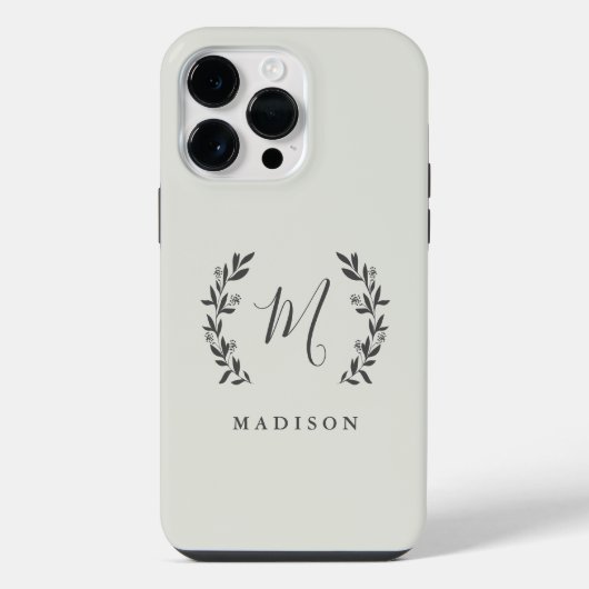 Rustic Laurel Script Monogram Naam Hoesje-Mate iPh iPhone Hoesje (Achterkant)