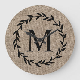 Rustic Laurel Wreath Family Monogram Farmhouse Grote Klok