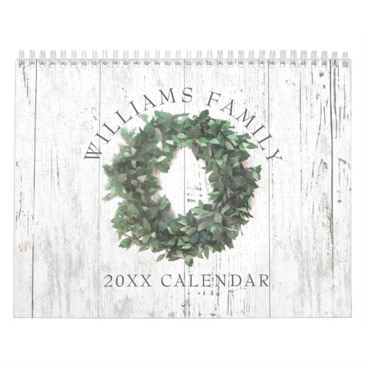 Rustic Laurel Wreath Farmhouse Family Foto 2023 Kalender (Hoes)