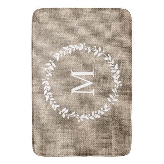 Rustic Laurel Wreath Farmhouse Style Monogramed Badmat (Voorkant Verticaal)