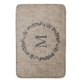 Rustic Laurel Wreath Farmhouse Style Monogramed Badmat (Voorkant Verticaal)