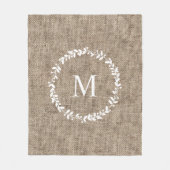 Rustic Laurel Wreath Farmhouse Style Monogramed Fleece Deken (Voorkant)