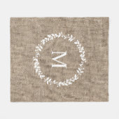 Rustic Laurel Wreath Farmhouse Style Monogramed Fleece Deken (Voorkant (Horizontaal))