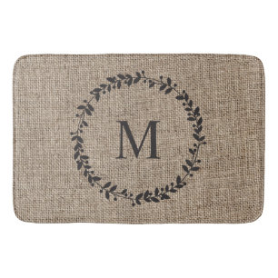 Rustic Laurel Wreath Farmhouse Style Monogrammed S Badmat