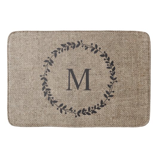 Rustic Laurel Wreath Farmhouse Style Monogrammed S Badmat (Voorkant)