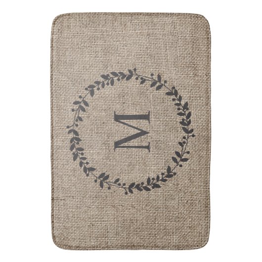 Rustic Laurel Wreath Farmhouse Style Monogrammed S Badmat (Voorkant Verticaal)