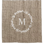 Rustic Laurel Wreath Farmhouse Style Monogrammed S Douchegordijn (Voorkant)