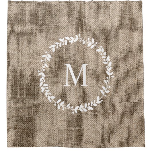 Rustic Laurel Wreath Farmhouse Style Monogrammed S Douchegordijn (Voorkant)