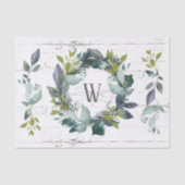Rustic Laurel Wreath Faux Monogram Initiaal Tissuepapier (Voorkant)