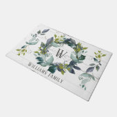Rustic Laurel Wreath Greenery Waterverf Initiaal Deurmat (Schuin)