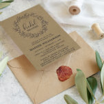 Rustic Laurel Wreath Kraft Vrijgezellenfeest Invit Briefkaart<br><div class="desc">Rustic Laurel Kraft Bridal Shower Invitation Briefkaart - Rustic, country bridal doucheuitnodiging bevat een handgetekende laurel met handgeschreven stijl lettertype. Ideaal voor de bruid om te zijn die van een ritueel thema houdt. Weergegeven met KRAFT achtergrond. De sjabloon omvat een gebied voor uw terugkeeradres, nochtans als u verkiest etiketten te...</div>