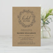 Rustic Laurel Wreath Kraft Vrijgezellenfeest Kaart (Staand voorkant)